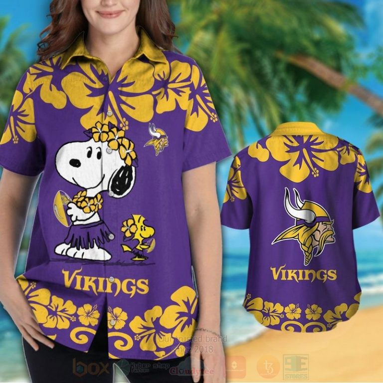 Nfl Minnesota Vikings Snoopy And Woodstock Hawaiian Shirt, Short - Hot Sale 2025