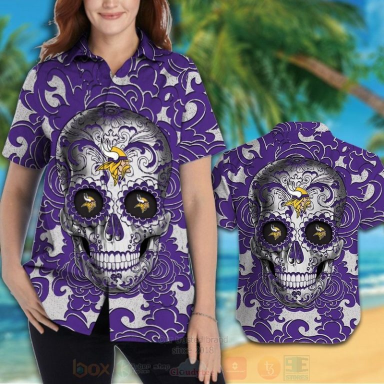 Nfl Minnesota Vikings Sugar Skull Hawaiian Shirt, Short - Hot Sale 2025