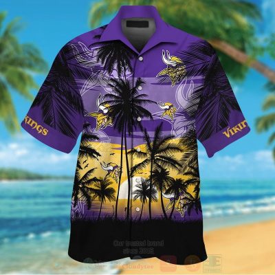 Nfl Minnesota Vikings Sun And Coconut Tree Hawaiian Shirt, Short - Hot Sale 2025