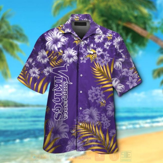 Nfl Minnesota Vikings White-Purple Hiibscus Hawaiian Shirt, Short - Hot Sale 2025