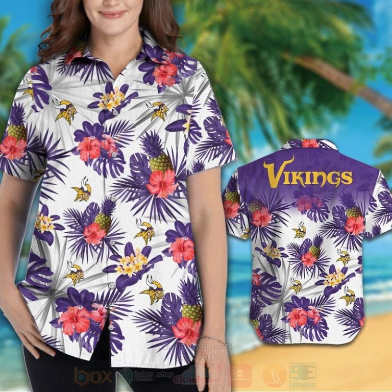 Nfl Minnesota Vikings White Hiibscus Hawaiian Shirt, Short - Hot Sale 2025