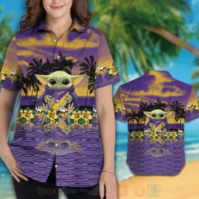 Nfl Minnesota Vikings And Baby Yoda Hawaiian Shirt, Short - Hot Sale 2025