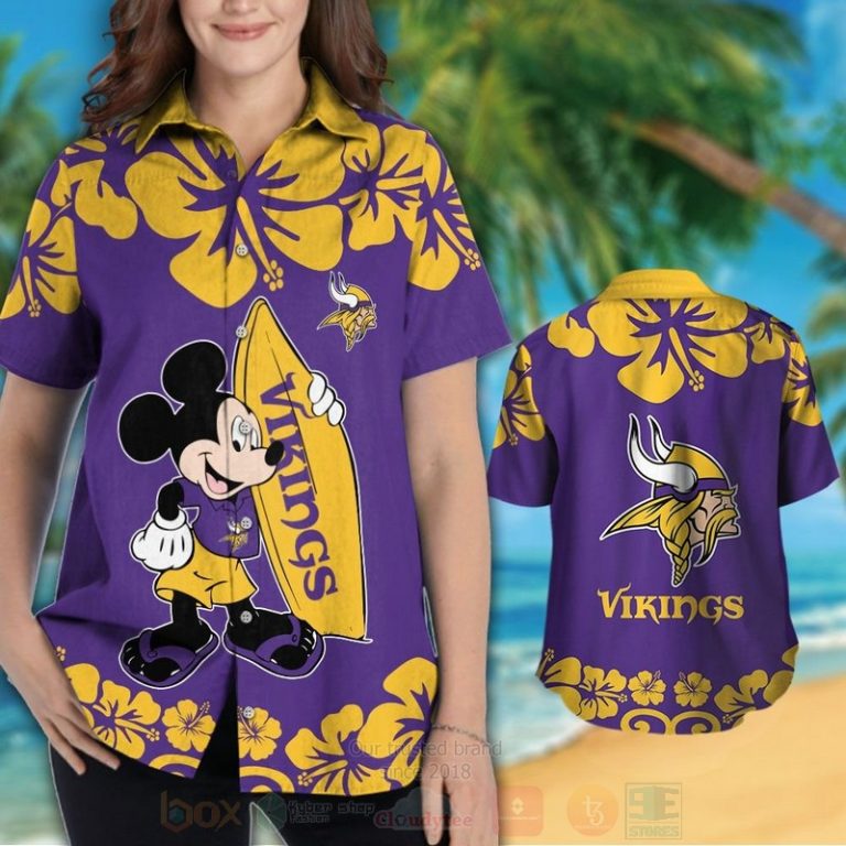 Nfl Minnesota Vikings And Mickey Mouse Hawaiian Shirt, Short - Hot Sale 2025