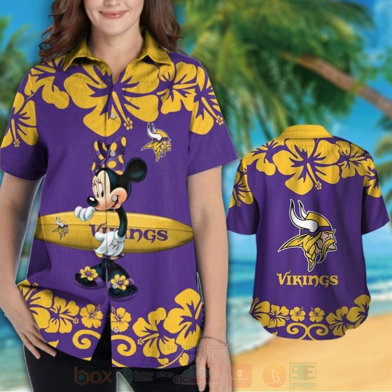 Nfl Minnesota Vikings And Minnie Mouse Hawaiian Shirt, Short - Hot Sale 2025