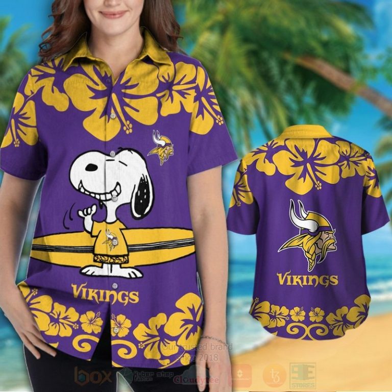 Nfl Minnesota Vikings And Snoopy Hawaiian Shirt, Short - Hot Sale 2025