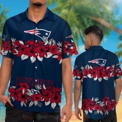 Nfl New England Patriots Dark Red Hiibscu Navy Hawaiian Shirt, Short - Hot Sale 2025