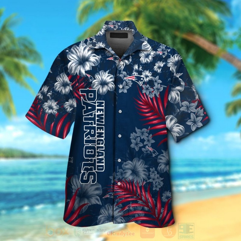 Nfl New England Patriots Full Navy-White Hiibscus Hawaiian Shirt, Short - Hot Sale 2025