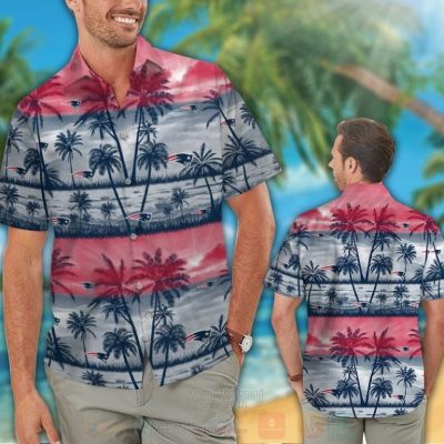 Nfl New England Patriots Light Red-Navy Coconut Tree Hawaiian Shirt, Short - Hot Sale 2025