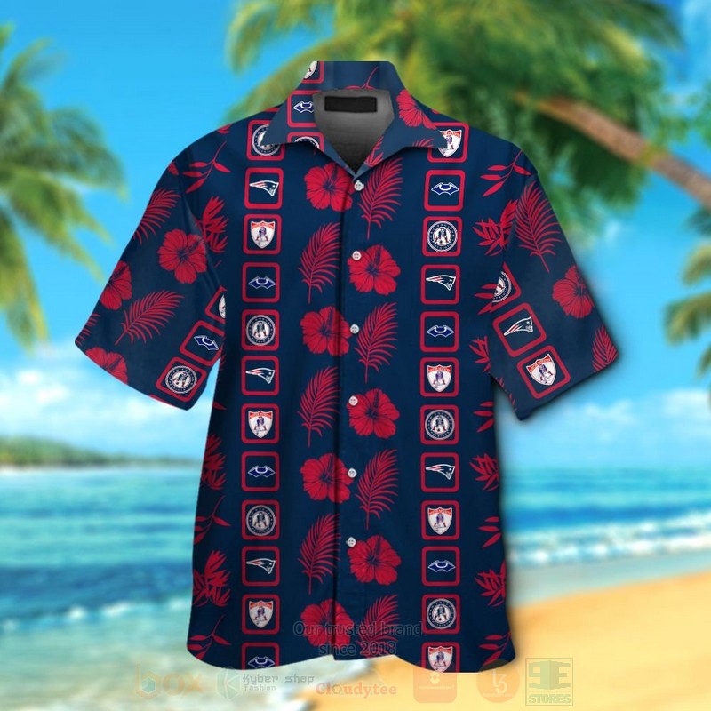 Nfl New England Patriots Logos Navy-Red Hiibscus Hawaiian Shirt, Short - Hot Sale 2025