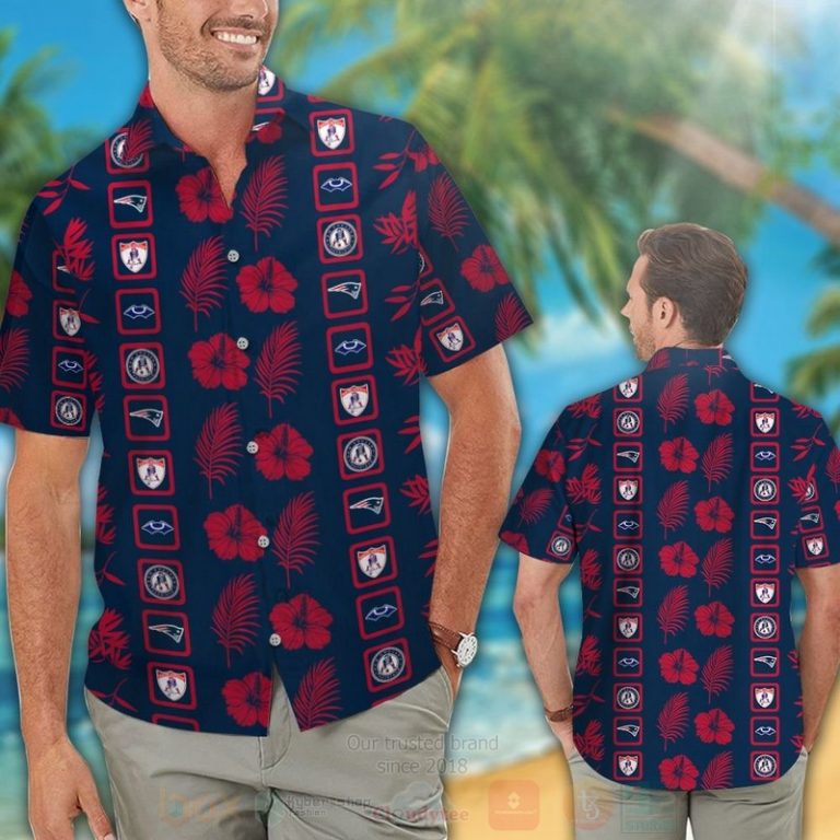 Nfl New England Patriots Logos Navy-Red Hiibscus Hawaiian Shirt, Short - Hot Sale 2025