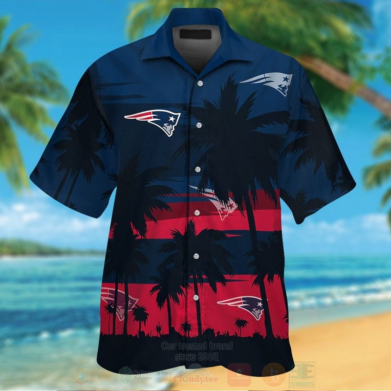 Nfl New England Patriots Red-Navy-Black Coconut Tree Hawaiian Shirt, Short - Hot Sale 2025