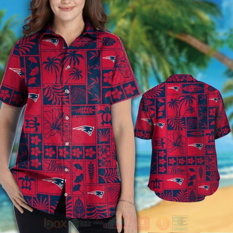 Nfl New England Patriots Red-Navy Marine Ecology Hawaiian Shirt, Short - Hot Sale 2025
