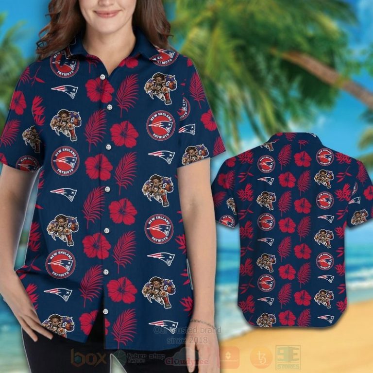 Nfl New England Patriots Red Hiibscu Navy Hawaiian Shirt, Short - Hot Sale 2025