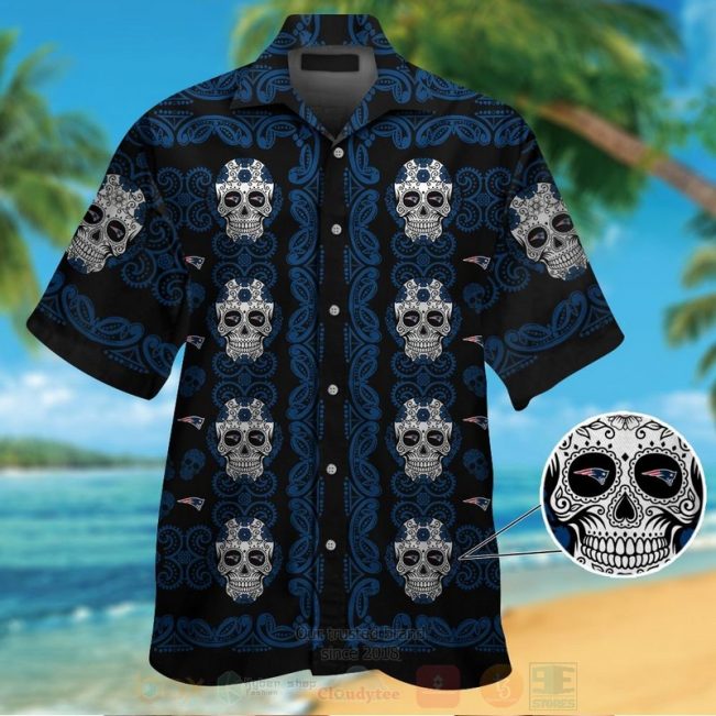 Nfl New England Patriots Skulls Hawaiian Shirt, Short - Hot Sale 2025