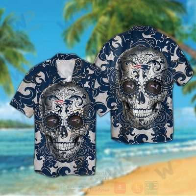 Nfl New England Patriots Sugar Skull Hawaiian Shirt, Short - Hot Sale 2025