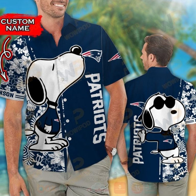 Nfl New England Patriots And Snoopy Custom Name Hawaiian Shirt, Short - Hot Sale 2025