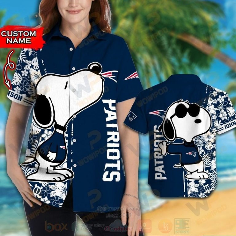 Nfl New England Patriots And Snoopy Custom Name Hawaiian Shirt, Short - Hot Sale 2025