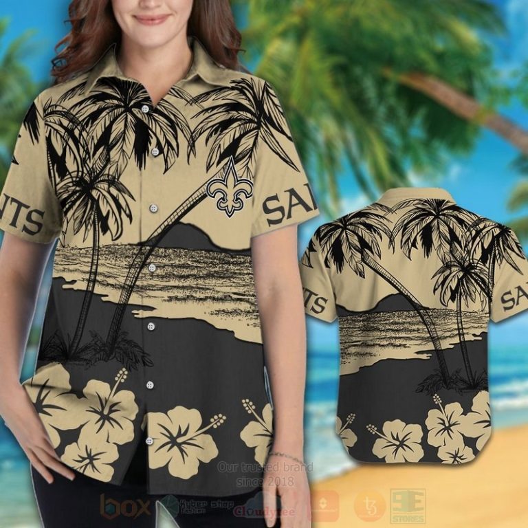 Nfl New Orleans Saints Coconu Tree And Hiibscu Hawaiian Shirt, Short - Hot Sale 2025