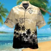 Nfl New Orleans Saints Cream Black Coconut Tree Hawaiian Shirt Short.jpg - demo10