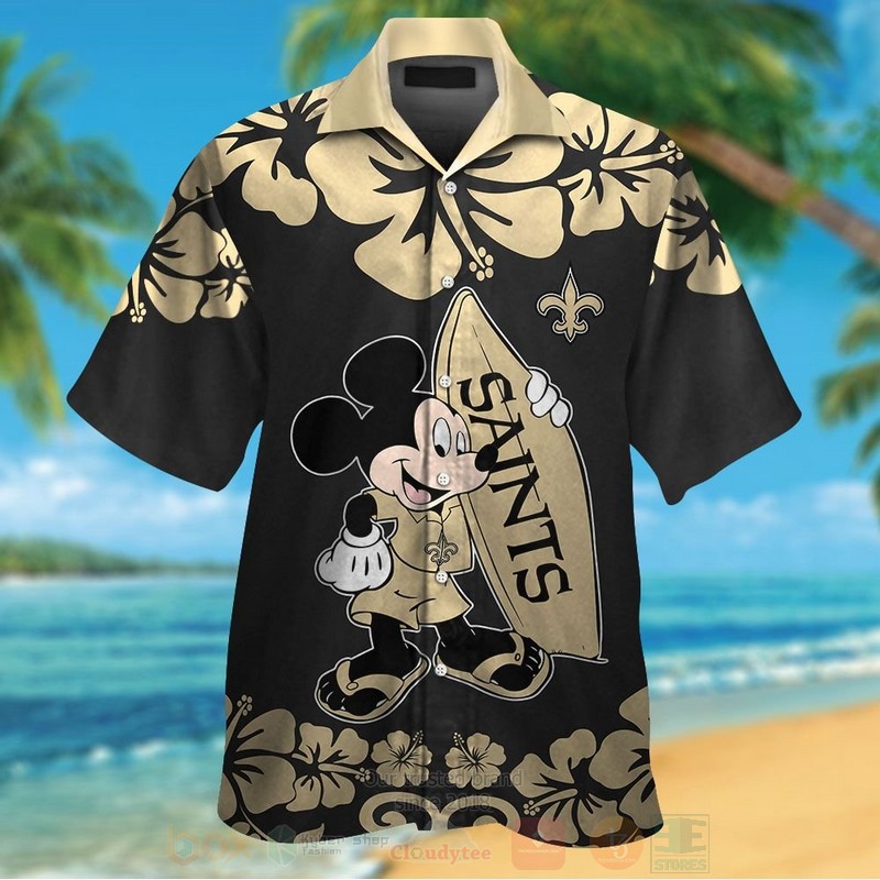 Nfl New Orleans Saints And Mickey Mouse Hawaiian Shirt, Short - Hot Sale 2025