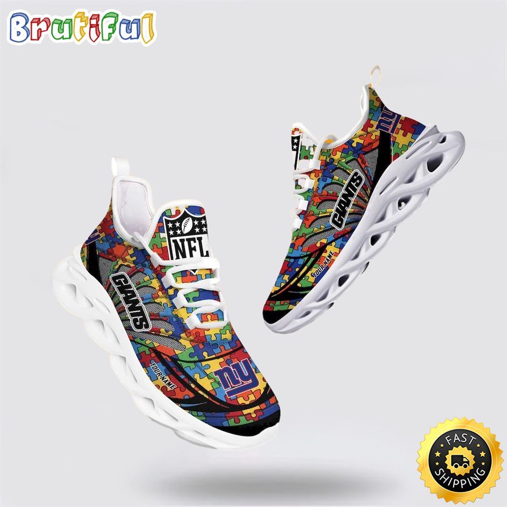 NFL New York Giants Autism Awareness Max Soul Shoes Perfect Gift For Football Fans NFL New York Giants Autism Awareness Max Soul Shoes Perfect Gift For Football Fans