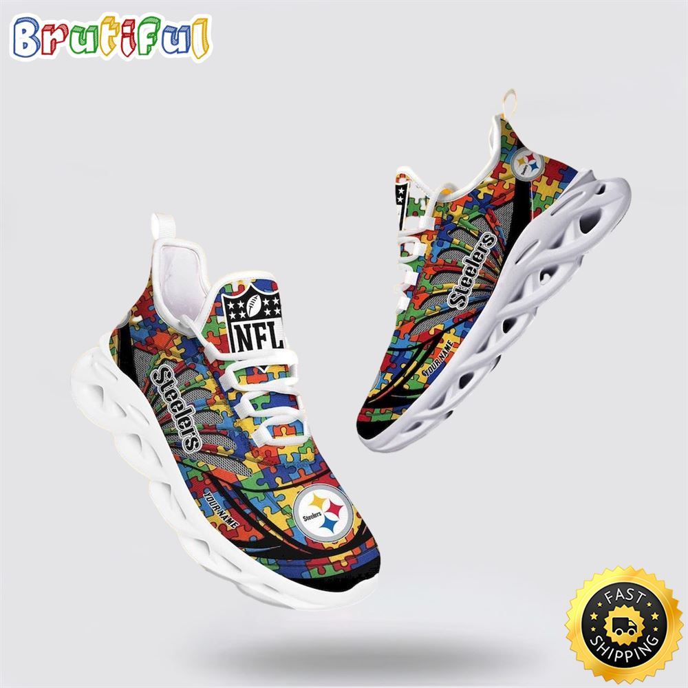 NFL Pittsburgh Steelers Autism Awareness Max Soul Shoes Perfect Gift For Football Fans