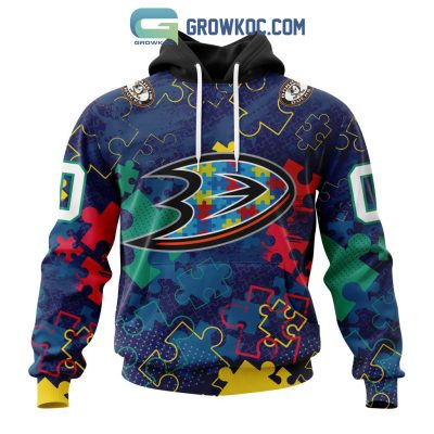 NHL Anaheim Ducks Puzzle Fearless Against Autism Awareness Hoodie T Shirt