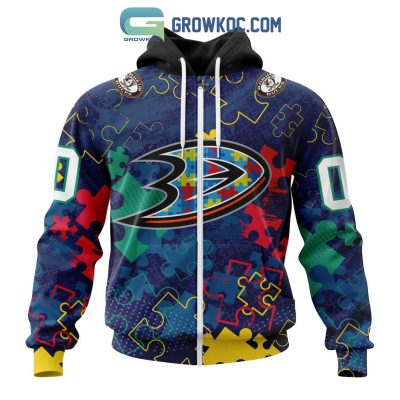 NHL Anaheim Ducks Puzzle Fearless Against Autism Awareness Hoodie T Shirt