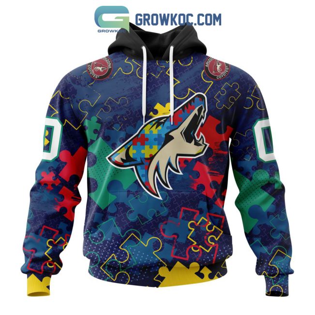 NHL Arizona Coyotes Puzzle Fearless Against Autism Awareness Hoodie T Shirt