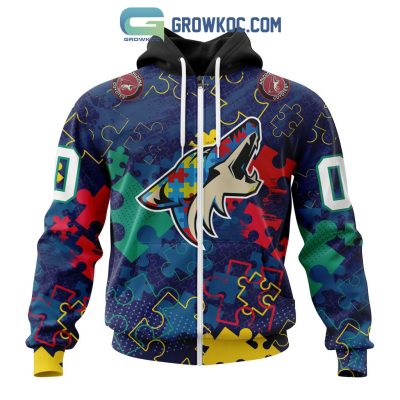 NHL Arizona Coyotes Puzzle Fearless Against Autism Awareness Hoodie T Shirt