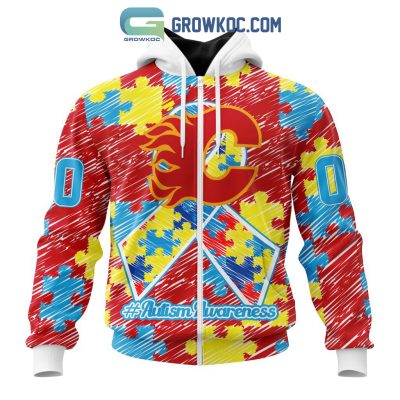NHL Calgary Flames Puzzle Autism Awareness Personalized Hoodie T Shirt