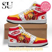 NHL Calgary Flames Special Team Mascot Air Jordan 1 High Top Sneakers -Soulcals.com