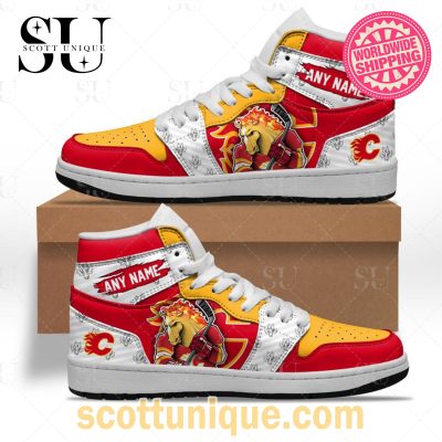 NHL Calgary Flames Special Team Mascot Air Jordan 1 High Top Sneakers -Soulcals.com