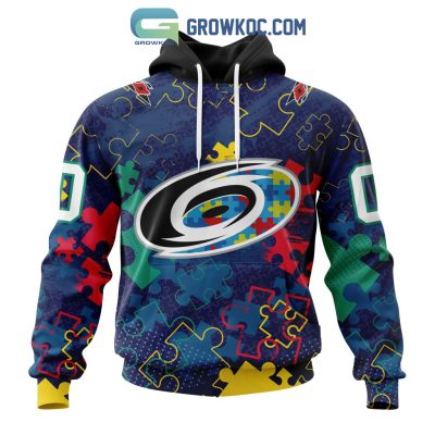 NHL Carolina Hurricanes Puzzle Fearless Against Autism Awareness Hoodie T Shirt