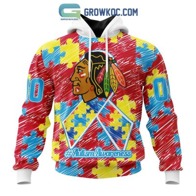 NHL Chicago Blackhawks Puzzle Autism Awareness Personalized Hoodie T Shirt