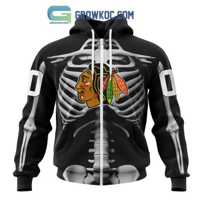 NHL Chicago Blackhawks Special Skeleton Costume For Halloween Hoodie T Shirt