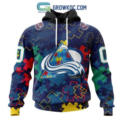 NHL Colorado Avalanche Puzzle Fearless Against Autism Awareness Hoodie T Shirt