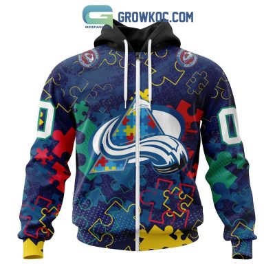 NHL Colorado Avalanche Puzzle Fearless Against Autism Awareness Hoodie T Shirt