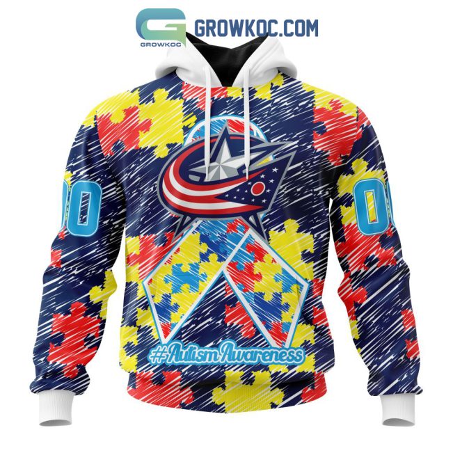 NHL Columbus Blue Jackets Puzzle Autism Awareness Personalized Hoodie T Shirt