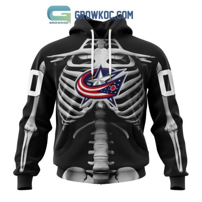 NHL Columbus Blue Jackets Special Skeleton Costume For Halloween Hoodie T Shirt