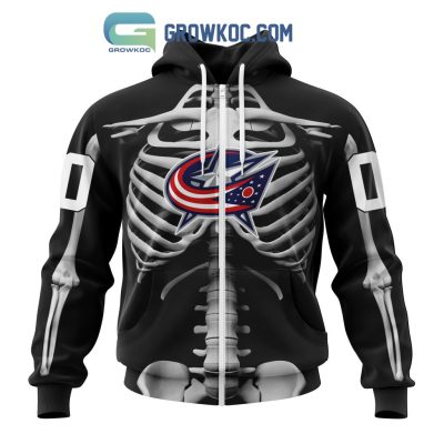 NHL Columbus Blue Jackets Special Skeleton Costume For Halloween Hoodie T Shirt