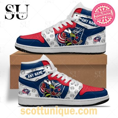 NHL Columbus Blue Jackets Team Mascot Air Jordan 1 High Top Sneakers -Soulcals.com