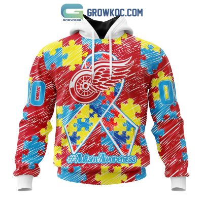 NHL Detroit Red Wings Puzzle Autism Awareness Personalized Hoodie T Shirt