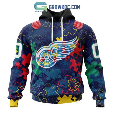 NHL Detroit Red Wings Puzzle Fearless Against Autism Awareness Hoodie T Shirt