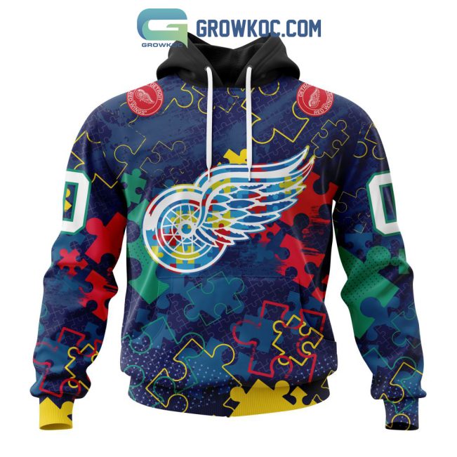 NHL Detroit Red Wings Puzzle Fearless Against Autism Awareness Hoodie T Shirt