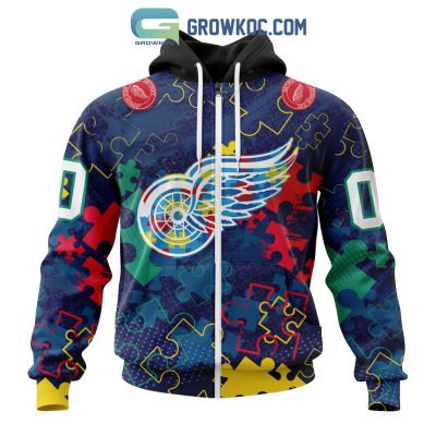 NHL Detroit Red Wings Puzzle Fearless Against Autism Awareness Hoodie T Shirt