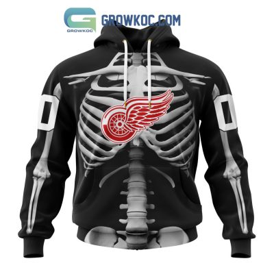 NHL Detroit Red Wings Special Skeleton Costume For Halloween Hoodie T Shirt