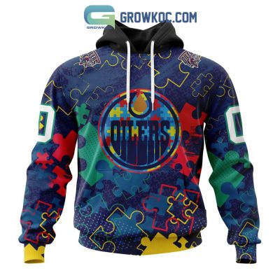 NHL Edmonton Oilers Puzzle Fearless Against Autism Awareness Hoodie T Shirt
