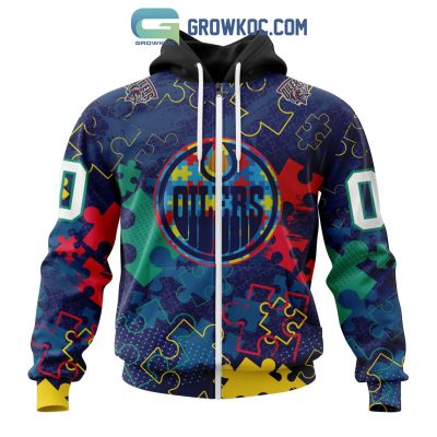 NHL Edmonton Oilers Puzzle Fearless Against Autism Awareness Hoodie T Shirt