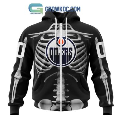 NHL Edmonton Oilers Special Skeleton Costume For Halloween Hoodie T Shirt